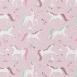 Tissu coton Colicorne motif licornes fond rose - OEKO TEX