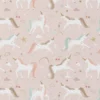 Tissu coton Coline motif licornes fond pétale - OEKO TEX