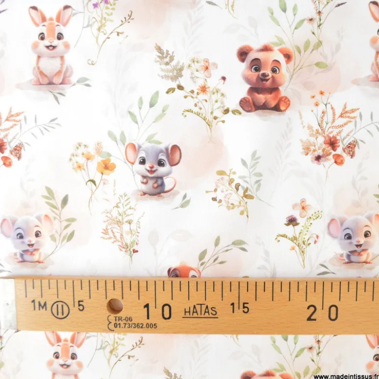 Tissu coton cretonne Zamour motif animaux -OEKO TEX