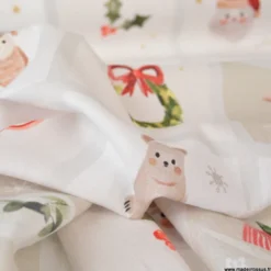 Tissu coton de Noël Finnois – Motifs calendrier de l’Avent fond écru