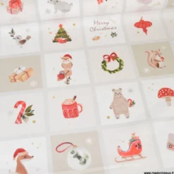 Tissu coton de Noël Finnois – Motifs calendrier de l’Avent fond écru