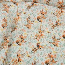Tissu coton 3D Magi Deer - Motif Faons et champignons