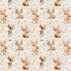 Tissu coton 3D Magi Deer - Motif Faons et champignons