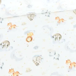 Tissu Coton Dormeur motif animaux fond blanc - OEKO TEX