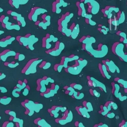 Tissu Coton Déperlant – Motif Léopard – Fond Pétrole