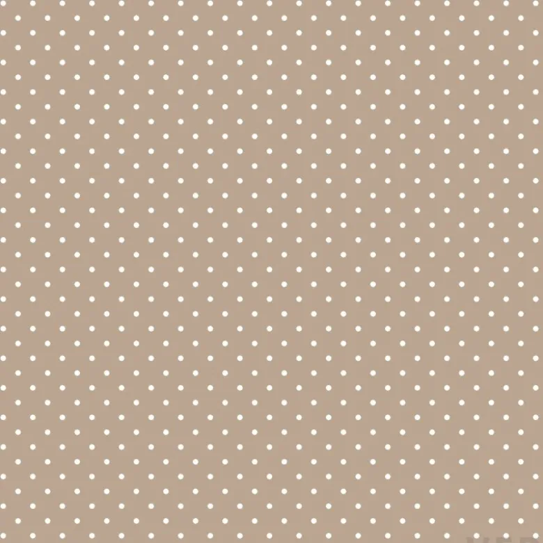 Tissu coton déperlant motifs Pois blanc fond Sable -Oeko tex