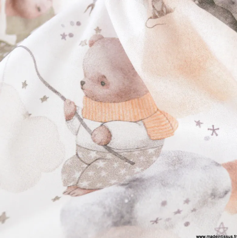 Tissu Coton Emilune motif oursons et pandas - OEKO TEX