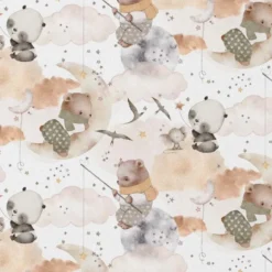 Tissu Coton Emilune motif oursons et pandas - OEKO TEX