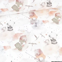 Tissu Coton Emilune motif oursons et pandas - OEKO TEX