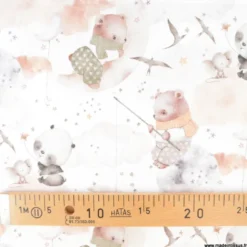 Tissu Coton Emilune motif oursons et pandas - OEKO TEX