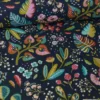 Tissu coton Enduit Ancolie motifs fleurs ardoise