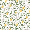 Tissu coton Enduit Cedra motif citrons fond blanc