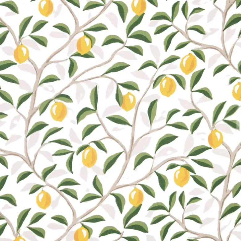 Tissu coton Enduit Cedra motif citrons fond blanc