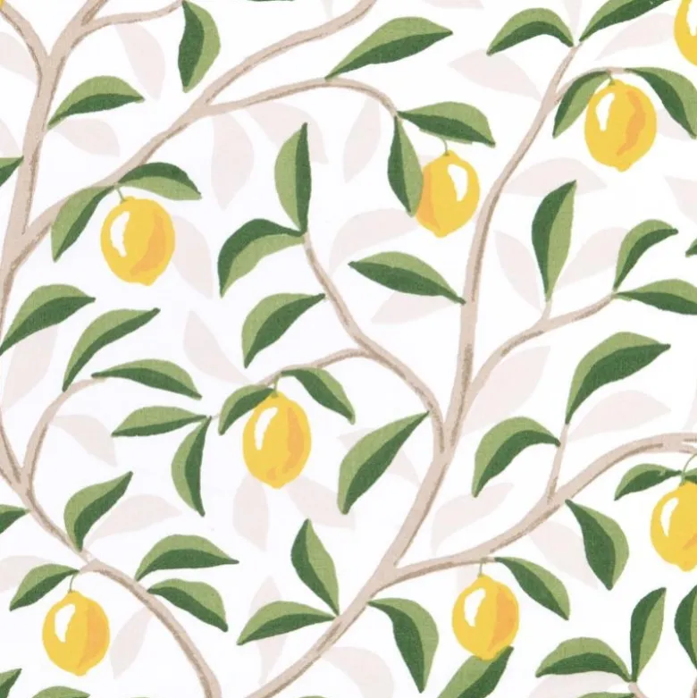 Tissu coton Enduit Cedra motif citrons fond blanc