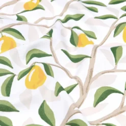 Tissu coton Enduit Cedra motif citrons fond blanc