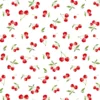 Tissu coton Enduit cerises fond blanc