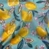 Tissu coton enduit citronnier fond turquoise