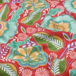 Tissu coton enduit Esther motif fleuri fond rouge