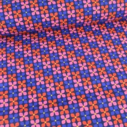 Tissu coton enduit fleurs vintage Roses et rouge - Poppy