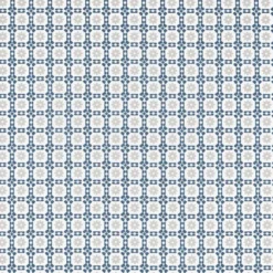 Tissu coton enduit Geline graphique et fleurs bleu et gris