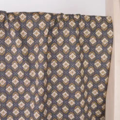 Tissu coton Enduit Jayco motif fleurs Indiennes anthracite et Havane