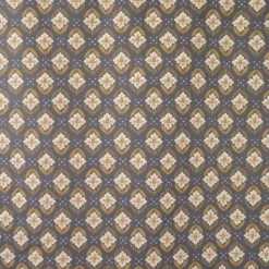 Tissu coton Enduit Jayco motif fleurs Indiennes anthracite et Havane