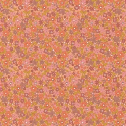 Tissu coton Enduit Joselita motif fleurs roses fond pêche