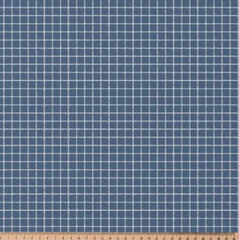 Tissu coton Enduit Jules à carreaux coloris bleu et blanc
