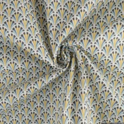 Tissu coton Enduit Kolius motif écailles Bleu et blanc