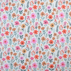 Tissu coton Enduit Maddy fleurs roses fond écru