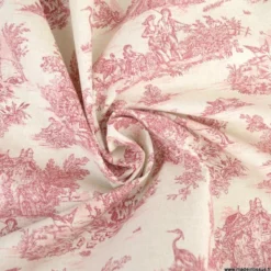 Tissu coton Enduit Mini Pastorale motif Toile de Jouy Rouge