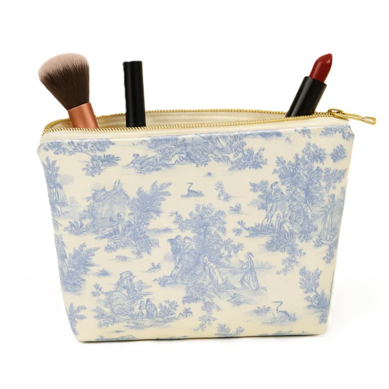 Tissu coton Enduit Mini Pastorale motif Toile de Jouy Bleu