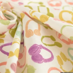 Tissu coton Enduit motif casques audio vintage