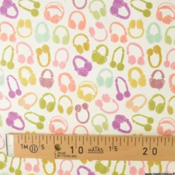 Tissu coton Enduit motif casques audio vintage
