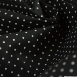 Tissu coton Enduit motifs Pois fond Noir -Oeko tex