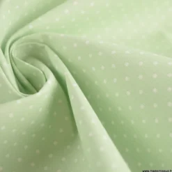 Tissu coton Enduit motifs Pois blanc fond Menthe -Oeko tex
