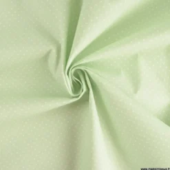 Tissu coton Enduit motifs Pois blanc fond Menthe -Oeko tex