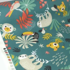 Tissu coton Enduit Papaya fond cactus -Oeko tex