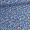 Tissu coton enduit petites fleurs vintage vertes et parme - Poppy