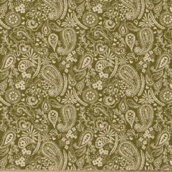 Tissu coton Enduit Sadya motif fleurs Indiennes vert et écru