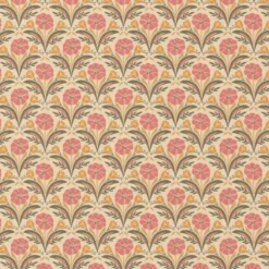 Tissu coton Enduit Selma motif fleurs oranges et roses