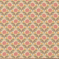 Tissu coton Enduit Selma motif fleurs oranges et roses