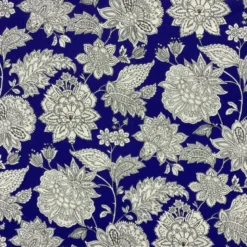Tissu coton enduit Sharma fleurs Indiennes - Bleu