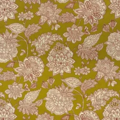 Tissu coton enduit Sharma fleurs Indiennes - Ocre