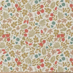 Tissu coton Enduit Sho motif fleurs rouge fond ecru