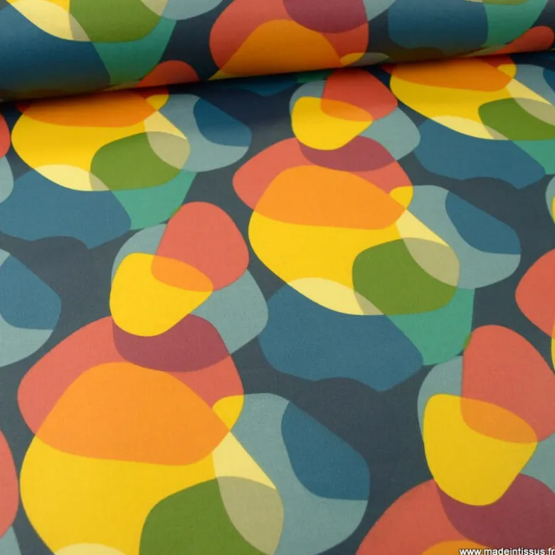 Tissu coton enduit Sixties multicouleur