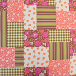 Tissu coton Enduit Suzie motif patchwork fleurs, vichy et rayures