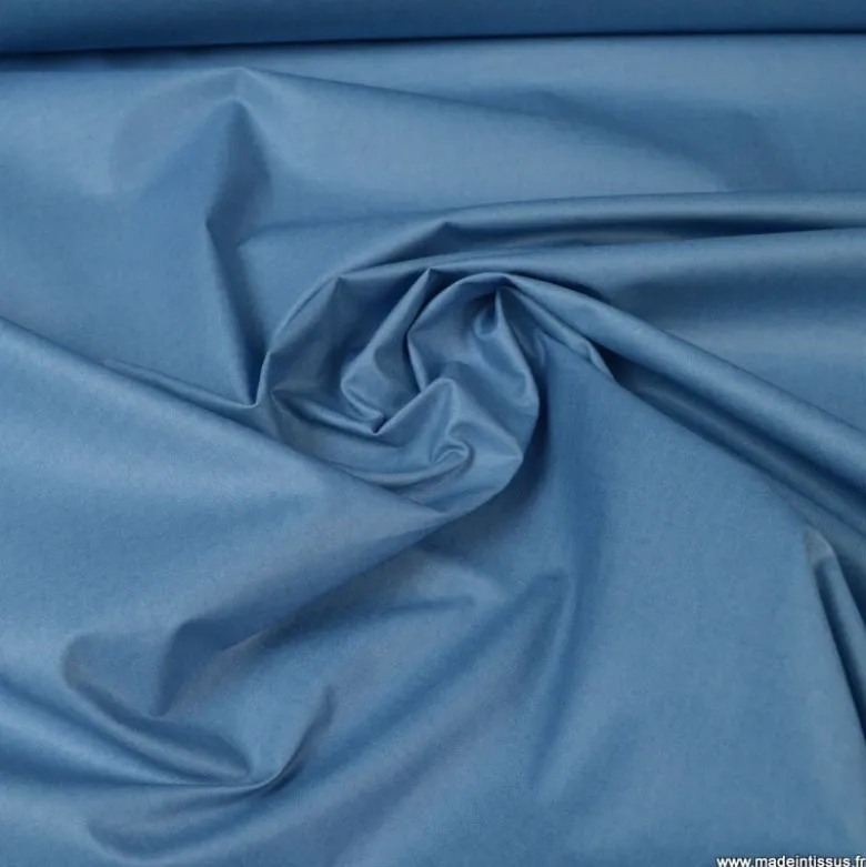Tissu coton Enduit uni bleu Denim -Oeko tex