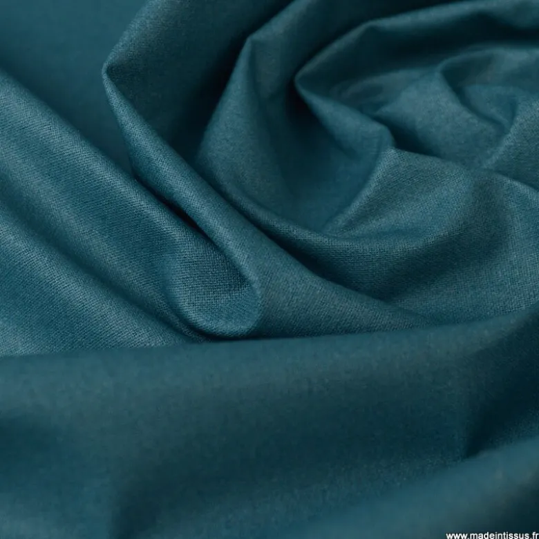 Tissu coton Enduit uni Paon -Oeko tex