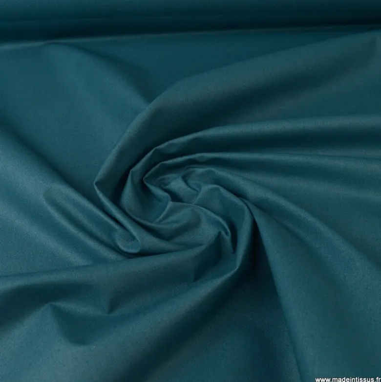 Tissu coton Enduit uni Paon -Oeko tex